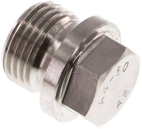 Plug G1/2'' Stainless steel with Collar and External Hex 40bar (562.0psi)