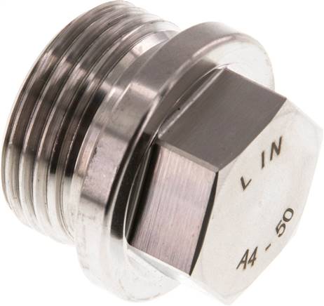 Plug G1'' Stainless steel with Collar and External Hex 40bar (562.0psi)