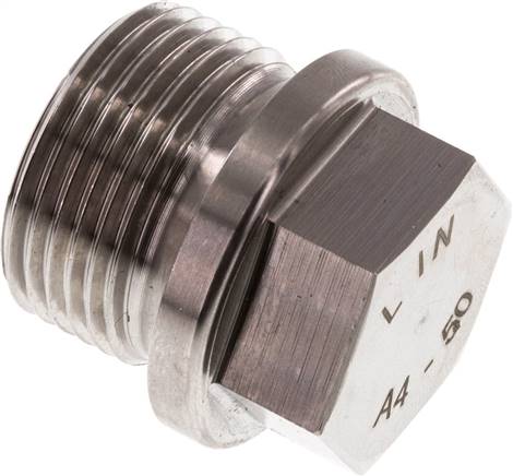 Plug G3/4'' Stainless steel with Collar and External Hex 40bar (562.0psi)