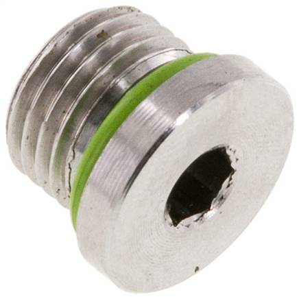 Plug UNF 1/2''-20 RVS FKM met binnenzeskant 630 bar (8851.5psi)