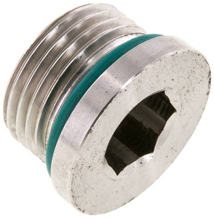 Plug UN 1-1/16''-12 RVS FKM met binnenzeskant 400 bar (5620.0psi)