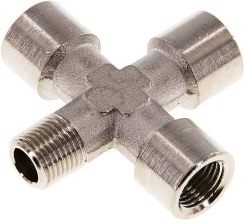 Cross Fitting R1/8'' Male - G1/8'' Female Nickel plated Brass 16 bar (224.8 psi)