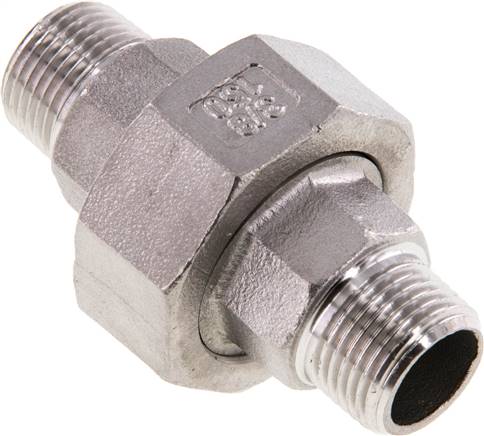 Union Straight Connector R3/8'' Stainless Steel Flat Seal PTFE 16bar (224.8psi)