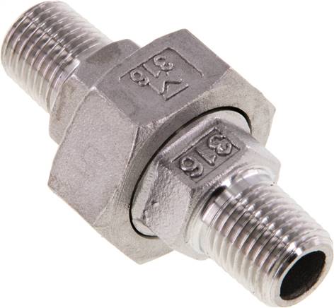 Union Straight Connector R1/4'' Stainless Steel Flat Seal PTFE 16bar (224.8psi)