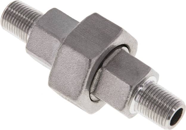 Union Straight Connector R1/8'' Stainless Steel Flat Seal PTFE 16bar (224.8psi)