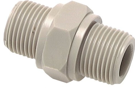 Double Nipple G1 1/2'' Polypropylene (pp) 10bar (140.5psi) FDA 55mm Hex