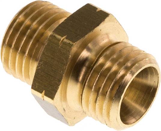 Double Nipple G Male Left Hand Brass 16bar (224.8psi) 17mm Hex