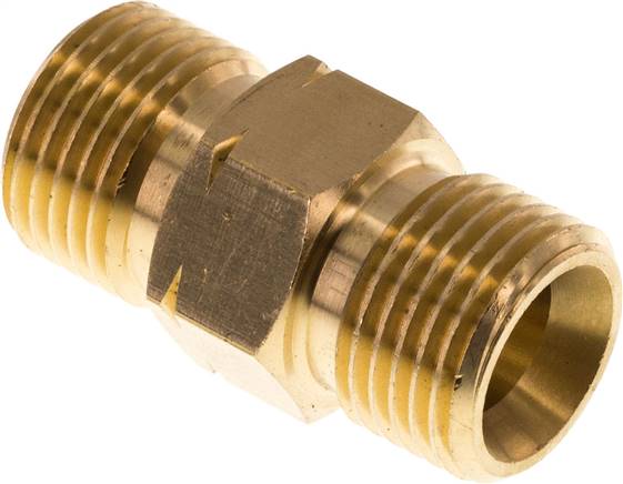 Doppelnippel G1/2'' Stecker x Stecker links Messing 16bar (224.8psi) 22mm Sechskant