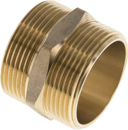 Double Nipple G1 1/2'' Brass Flat Seal 16bar (224.8psi) 48mm Hex