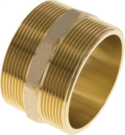 Double Nipple G2 1/2'' Brass Flat Seal 16bar (224.8psi) 76mm Hex