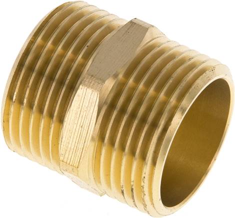 Double Nipple G1'' Brass Flat Seal 16bar (224.8psi) 33mm Hex