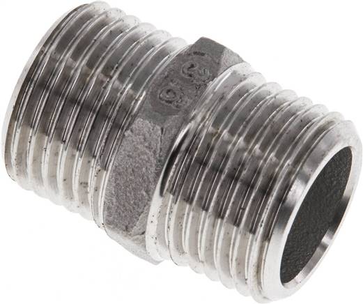 Espiga doble G1/2'' acero inoxidable junta plana 16bar (224.8psi) 22mm hexagonal