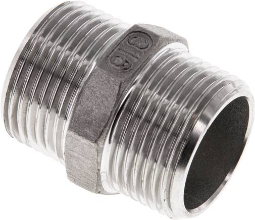 Double Nipple G3/4'' Stainless Steel Flat Seal 16bar (224.8psi) 29mm Hex