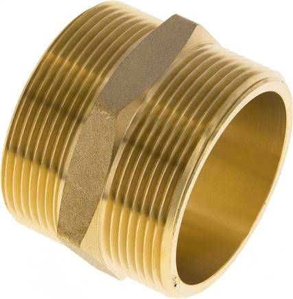 Double Nipple G2'' Brass Flat Seal 16bar (224.8psi) 60mm Hex