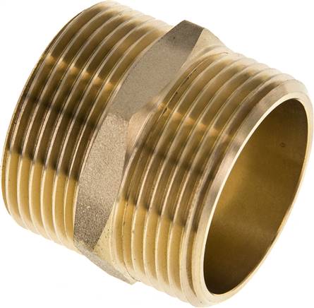 Double Nipple G1 1/4'' Brass Flat Seal 16bar (224.8psi) 42mm Hex