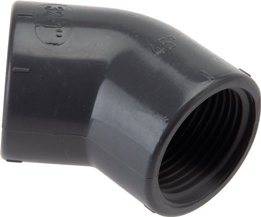 45 Grad abgewinkeltes Fitting Rp1'' Innengewinde PVC-U 16bar (224,8psi) EN 1452-3