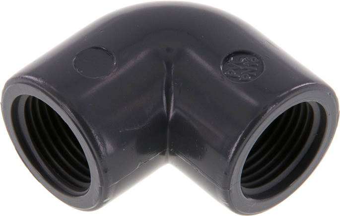 Raccord coudé 90deg Rp3/8'' Femelle PVC-U 16bar (224.8psi) EN 1452-3