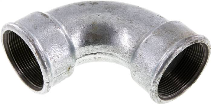 Racor acodado 90deg Rp2'' Hembra Hierro fundido corto 25bar (351.25psi)