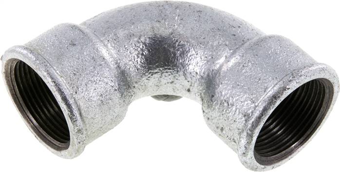 Racor acodado 90deg Rp1 1/4'' Hembra Hierro fundido corto 25bar (351.25psi)