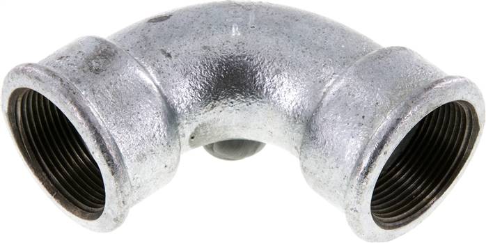 90deg Angled Fitting Rp1 1/2'' Female Short Cast Iron 25bar (351.25psi)