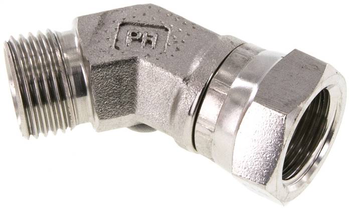 45deg Angled Fitting G1/2'' Female x Male High Pressure Stainless Steel 60° Cone 300bar (4215.0psi) Hydraulic