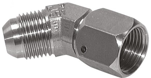 45deg JIC Angled Fitting UNF 9/16''-18 Male x Female Stainless Steel 275bar (3863.75psi)