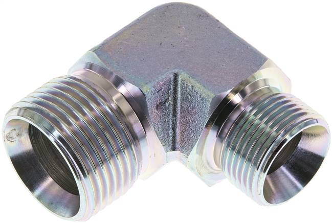 90deg Angled Reducing Fitting G3/4'' x G1'' High Pressure Steel 60° Cone 225bar (3161.25psi) Hydraulic