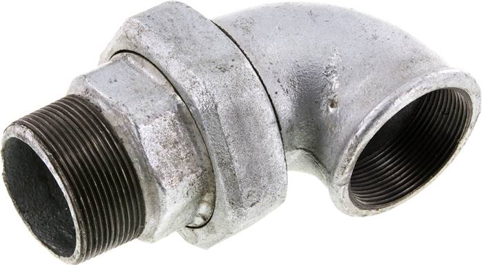 90deg Angled Connector 2'' Male R x Female Rp Cast Iron Conical Seal 25bar (351.25psi)