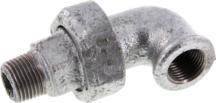 90deg Angled Connector 1/2'' Male R x Female Rp Cast Iron Conical Seal 25bar (351.25psi)