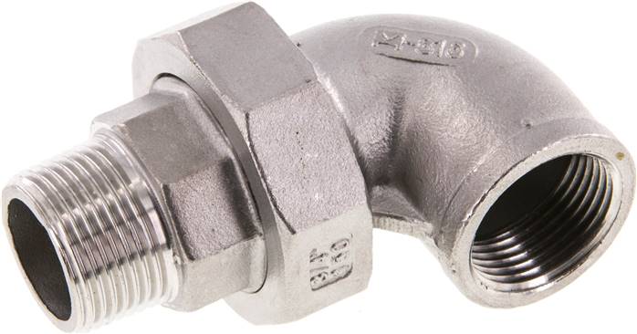 90deg Angled Connector 3/4'' Male R x Female Rp Stainless Steel Conical Seal 16bar (224.8psi)