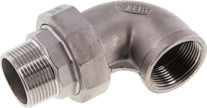 90deg Angled Connector 1 1/4'' Male R x Female Rp Stainless Steel Conical Seal 16bar (224.8psi)