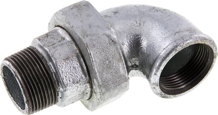 90deg Angled Connector 1 1/4'' Male R x Female Rp Cast Iron Conical Seal 25bar (351.25psi)