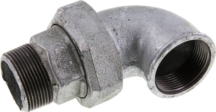 90deg Angled Connector 1 1/2'' Male R x Female Rp Cast Iron Conical Seal 25bar (351.25psi)