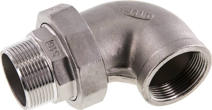 90deg Angled Connector 1 1/2'' Male R x Female Rp Stainless Steel Conical Seal 16bar (224.8psi)