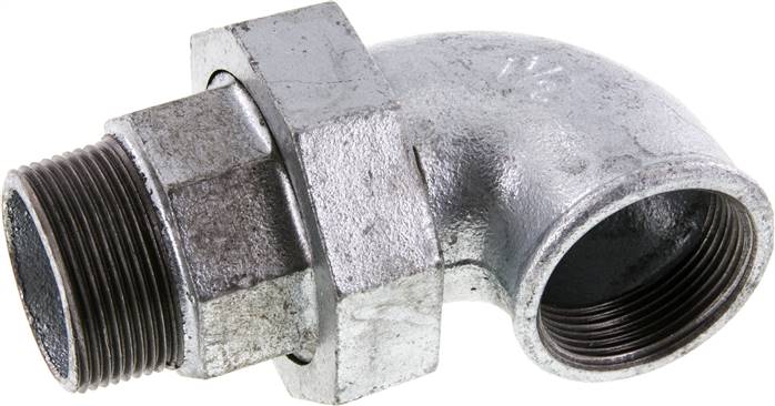 90deg Angled Union Connector 1 1/2'' Male R x Female Rp Cast Iron Flat Seal Centellen 25bar (351.25psi)