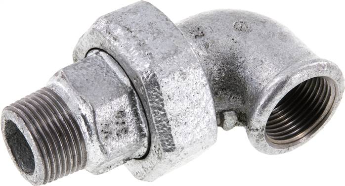 90deg Angled Union Connector 3/4'' Male R x Female Rp Cast Iron Flat Seal Centellen 25bar (351.25psi)