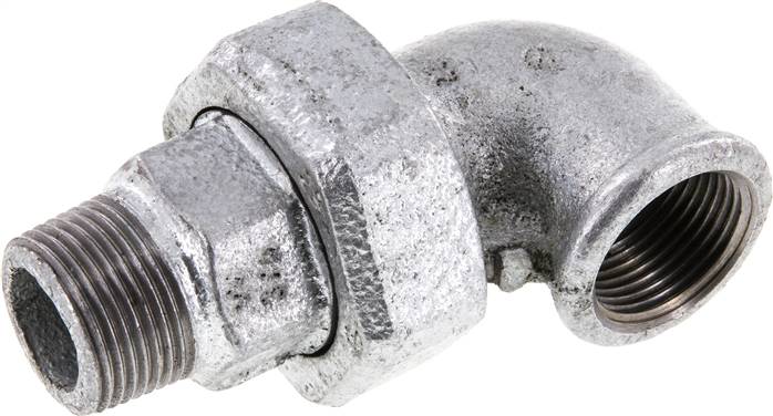 90deg Angled Union Connector 3/4'' Male R x Female Rp Cast Iron Flat Seal Centellen 25bar (351.25psi)