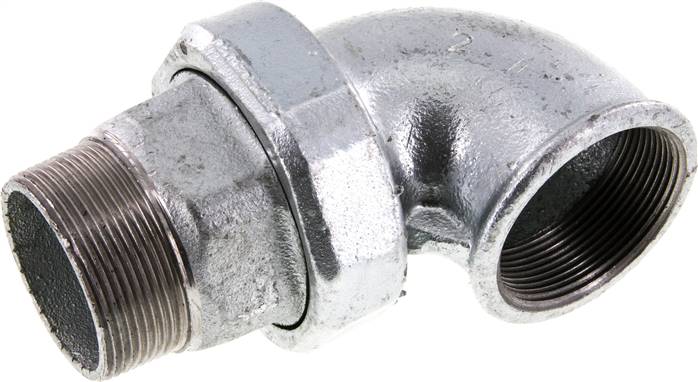 90deg Angled Union Connector 2'' Male R x Female Rp Cast Iron Flat Seal Centellen 25bar (351.25psi)