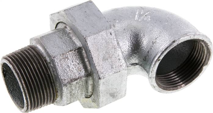 90deg Angled Union Connector 1 1/4'' Male R x Female Rp Cast Iron Flat Seal Centellen 25bar (351.25psi)