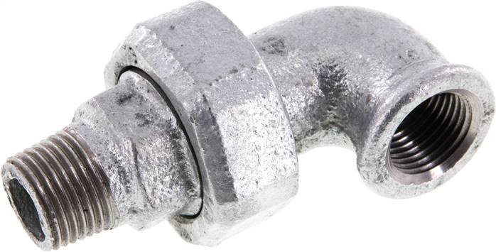 90deg Angled Union Connector 1/2'' Male R x Female Rp Cast Iron Flat Seal Centellen 25bar (351.25psi)