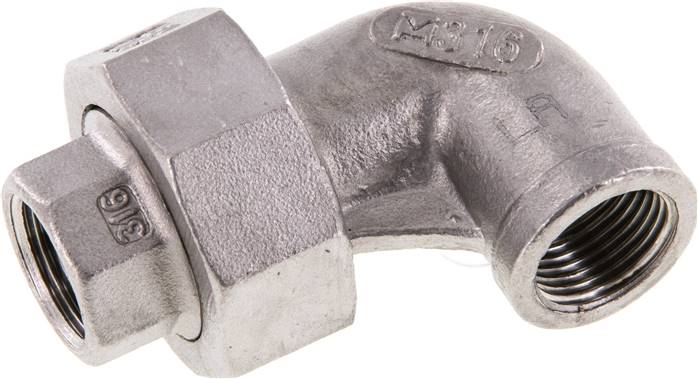 90deg Union Connector Rp3/8'' Female Stainless Steel Conical Seal 16bar (224.8psi)