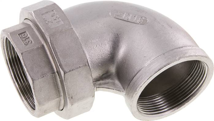 90deg Union Connector Rp2'' Female Stainless Steel Conical Seal 16bar (224.8psi)