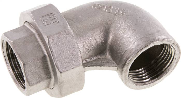 90° Uniale Connector Rp1'' Binnendraad RVS Conische Afdichting 16bar