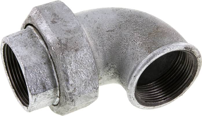 90deg Union Connector Rp1 1/2'' Female Cast Iron Conical Seal 25bar (351.25psi)