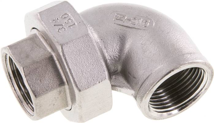 L-Stuk Wartelmoer Rp3/4'' Binnendraade RVS Conische Afdichting 16bar