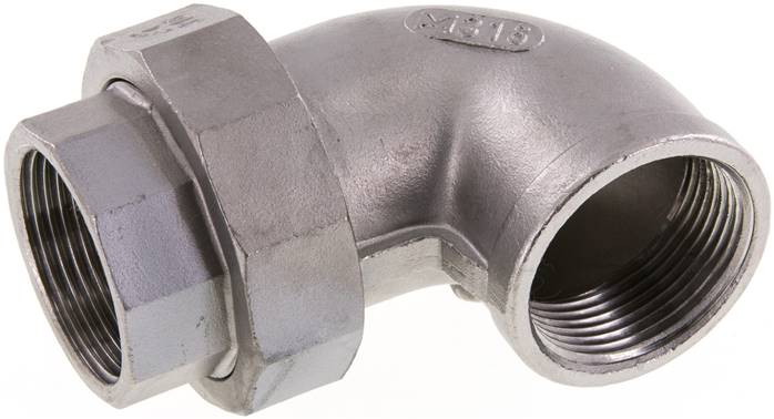 Raccord union 90deg Rp1 1/4'' femelle en acier inoxydable joint conique 16bar (224.8psi)