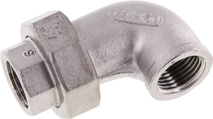 90deg Union Connector Rp1/2'' Female Stainless Steel Conical Seal 16bar (224.8psi)