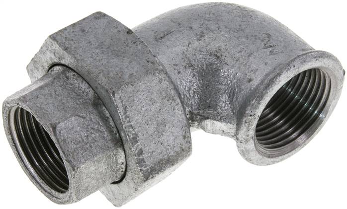 90Graden Hoekige Unie Connector Rp1'' Vrouwelijk Gietijzer Platte Seal Centellen 25bar (351,25psi)