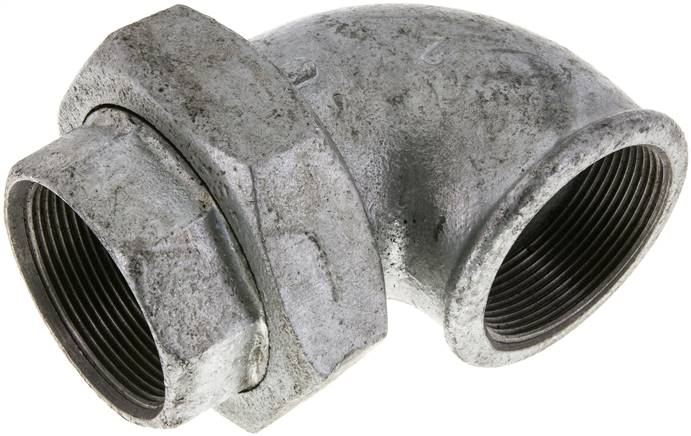 90Graden Hoekige Unie Connector Rp2'' Vrouwelijk Gietijzer Platte Dichting Centellen 25bar (351,25psi)