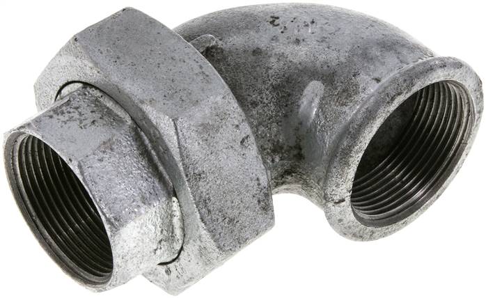 90deg Angled Union Connector Rp1 1/2'' Female Cast Iron Flat Seal Centellen 25bar (351.25psi)